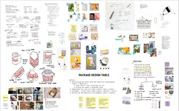 Packaging research and design iteration board 1